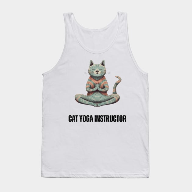 Cat Yoga Instructor - Funny Feline Yoga Design Tank Top by Eine Creations